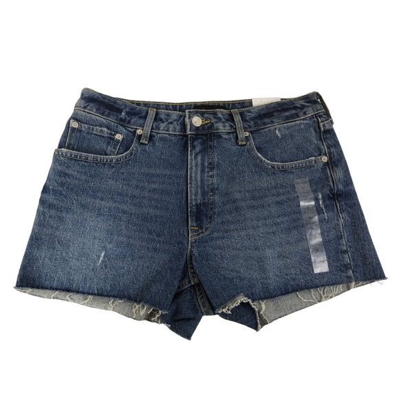 Free Assembly Womens 12 Cut Off Shorts 90s Style Blue Denim High Rise New - Picture 1 of 12